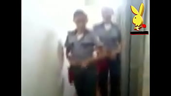 Women Police Uniformed and freaking out showing thong