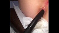 Deep anal dildo hammering