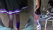 Naomie Loup with purple lurex pantyhose